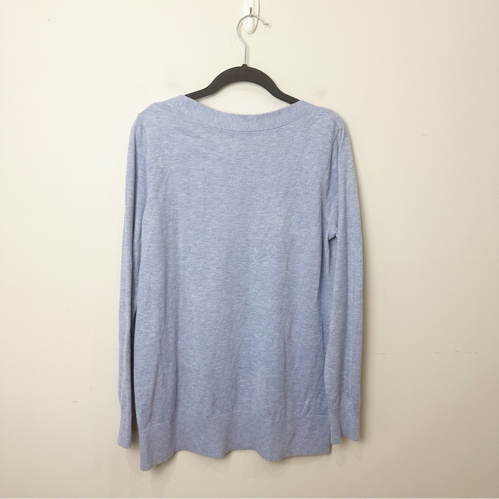 Loft Shoulder Button Knit Top Boat Neckline Heathered Lavendar - Picture 5 of 8